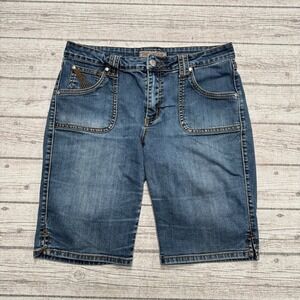 Urban Star Shorts Women's 10 Blue Denim Medium Wash Relaxed Fit Bermuda Utility